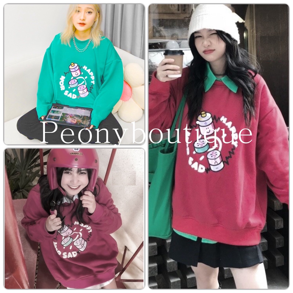 Áo Nỉ Hns PEONYB Nữ [FREESHIP] 🌸 Sweater form rộng tay bồng phong cách vintage, nỉ hoodie in hình đẹp cá tính Ulzzang 🌸 | BigBuy360 - bigbuy360.vn