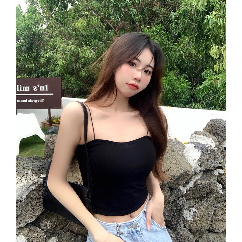 QKOOLE  Áo tank top Hai Dây Ôm Dáng Phong Cách Hàn Quốc Cho Nữ