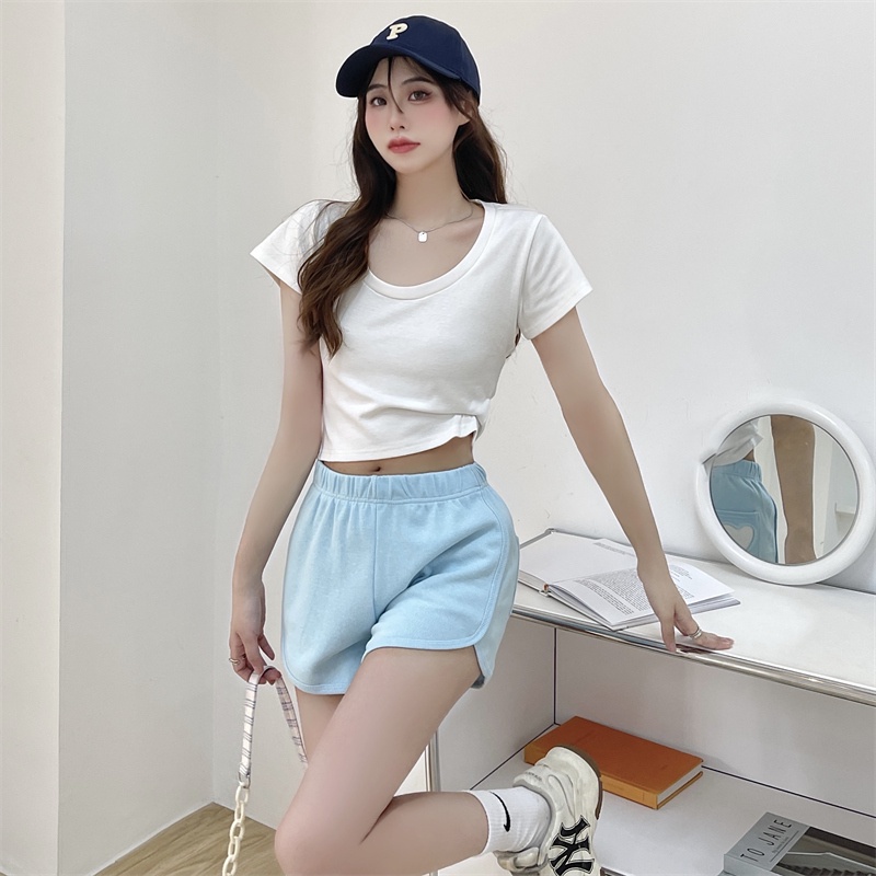 SUXI Quần Short Lưng Cao Dáng Rộng Phối Túi Thiết Kế Đơn Giản Thời Trang Mùa Hè Cho Nữ