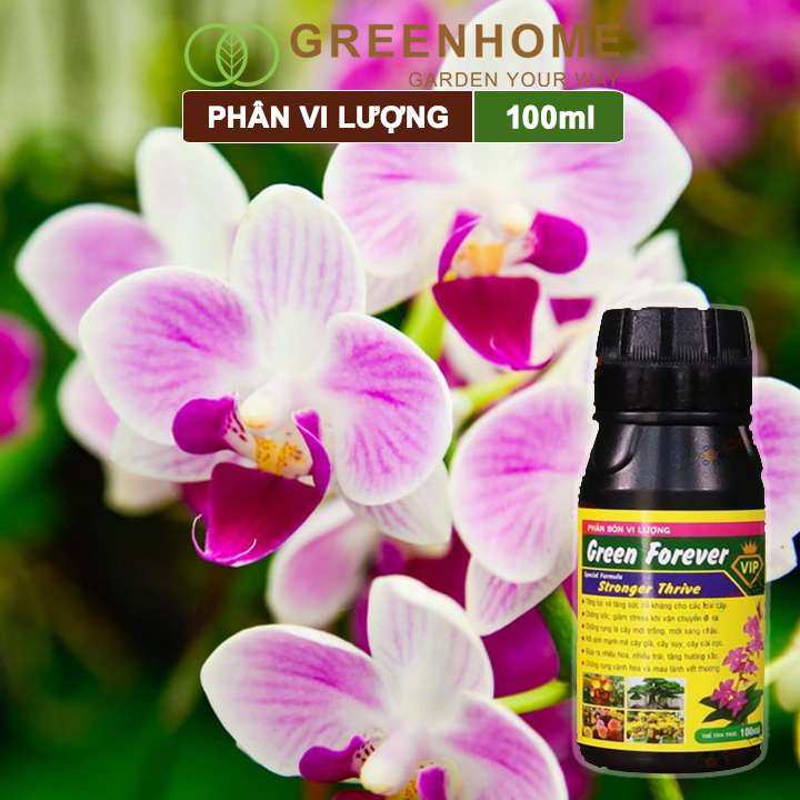 Phân bón vi lượng Green Forever, chai 100ml, cho phong lan, hoa hồng, kiểng lá, cây mới trồng |Greenhome