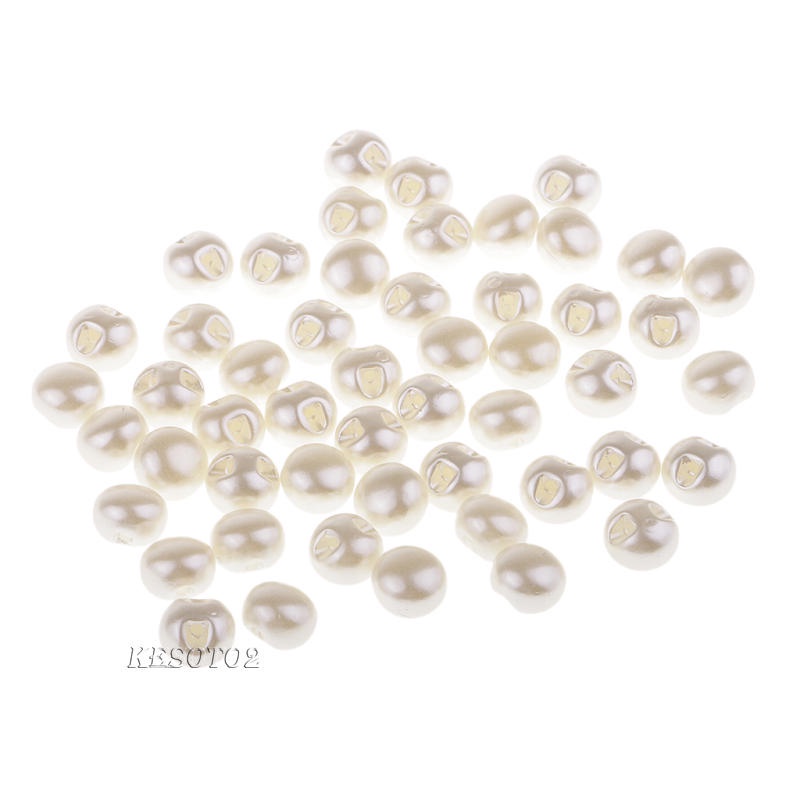 [Kesoto2] 50x 10mm Nút Ngọc Trai Lớn May Vá Thủ Công