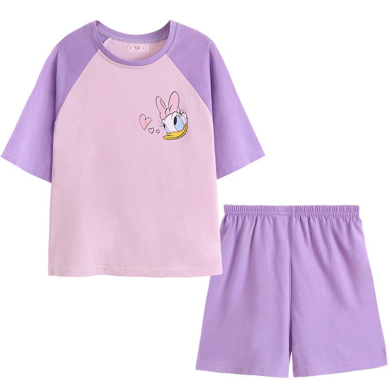 Bộ Cộc Tay Cotton Cao Cấp 2021 Cho Bé Gái Mùa Hè Hoạ Tiết Hoạt Hình Kidstore | Size 10-35kg