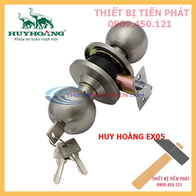 Ổ Khóa Đấm, Ổ Khóa Tay Nắm Tròn HUY HOÀNG Cao Cấp EX02, EX03, EX05 Full INOX 304, Khóa Cửa Phòng, Kho, Tolet(Chính Hãng)