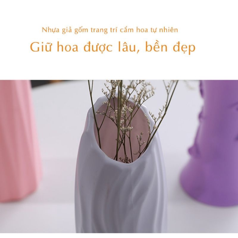 Lọ hoa nhựa giả gốm miệng elip