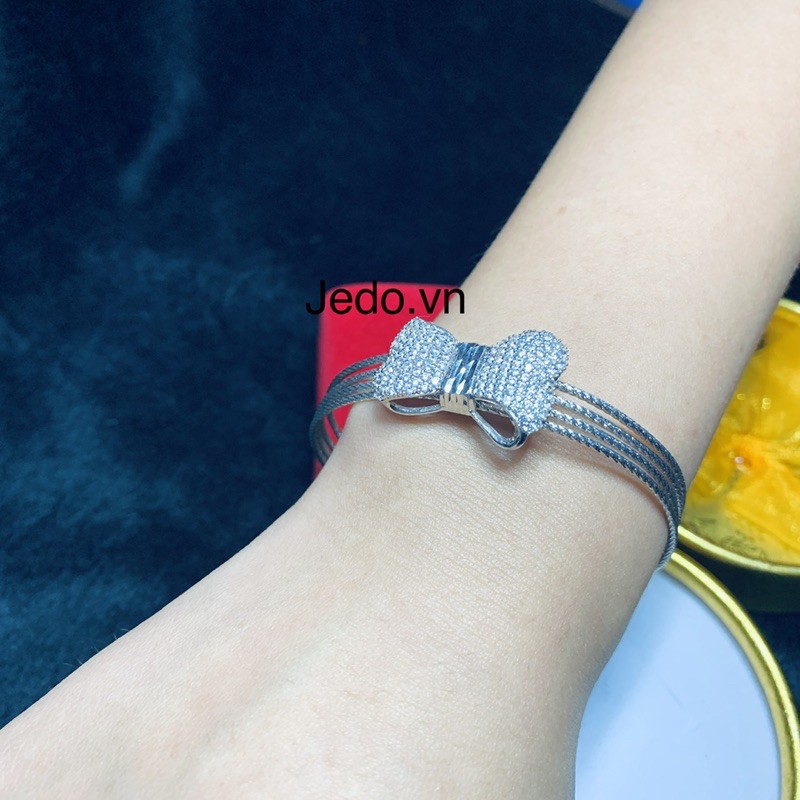 Lắc Nơ To Bạc Ý 925 Xi Bạch Kim Jedo