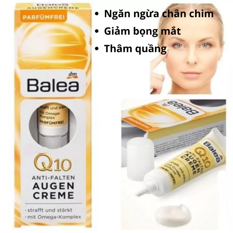 Kem Dưỡng Da Mắt Balea Q10 Chống Thâm Quầng Bọng Mắt, 15 ml