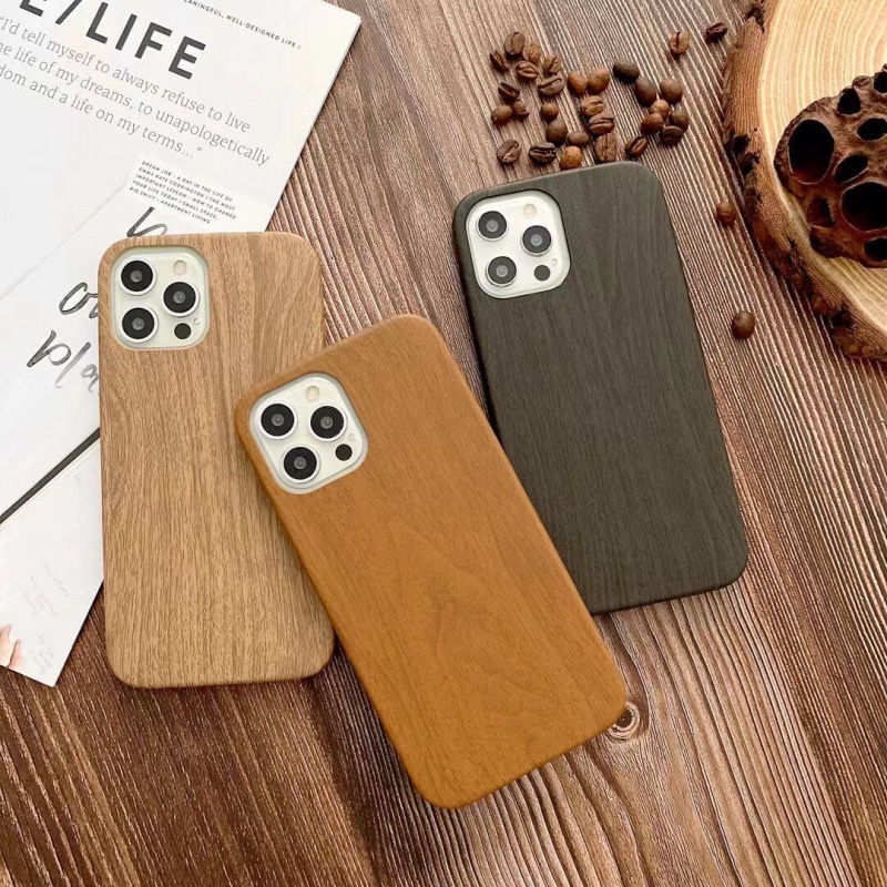 Apple Ốp Điện Thoại Da Họa Tiết Vân Gỗ Đơn Giản Cho Iphone 11 12 Pro X Xr Xs Max Iphone 7 8 Plus