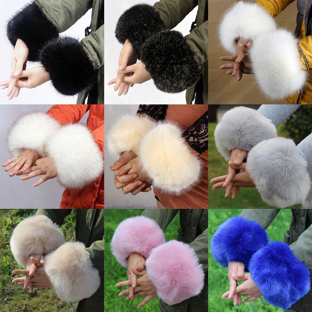 MUVAKO Găng Tay Dài Qua Gối Vải Lông Co Giãn Thời Trang Mùa Đông Cho Nữ