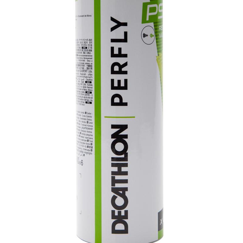 Hộp 6 quả cầu lông bằng nhựa Decathlon Perfly 100 với tốc độ trung bình - vàng