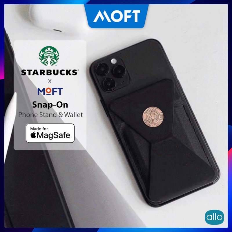 Giá Đỡ iPhone 13/12 MOFT Snap-On Phone Stand &amp; Wallet, Phiên Bản Đặc Biệt Starbucks Tích Hợp MagSafe &amp; Ví Để 3 Thẻ Card