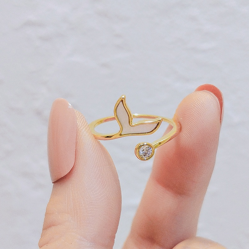 [Jiudolan] Nhẫn Hở Màu Vàng Trơn Đơn Giản Thanh Lịch Có Thể Điều Chỉnh Kích Cỡ Dành Cho Nữ