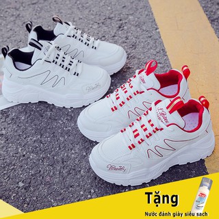 Giày Thể Thao Nữ Ulzzang sneaker đế độn chất cao su đúc bền - Tặng kèm chai đánh giày siêu sạch PLAC
