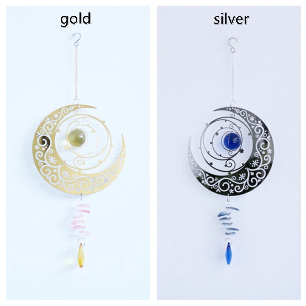 LUCKY Crafts Gift Wind Chimes Garden Rotating Wind Spinner Moon and|Art Decor Outdoor Patio Indoor 360 Degrees Metal/Multicolor