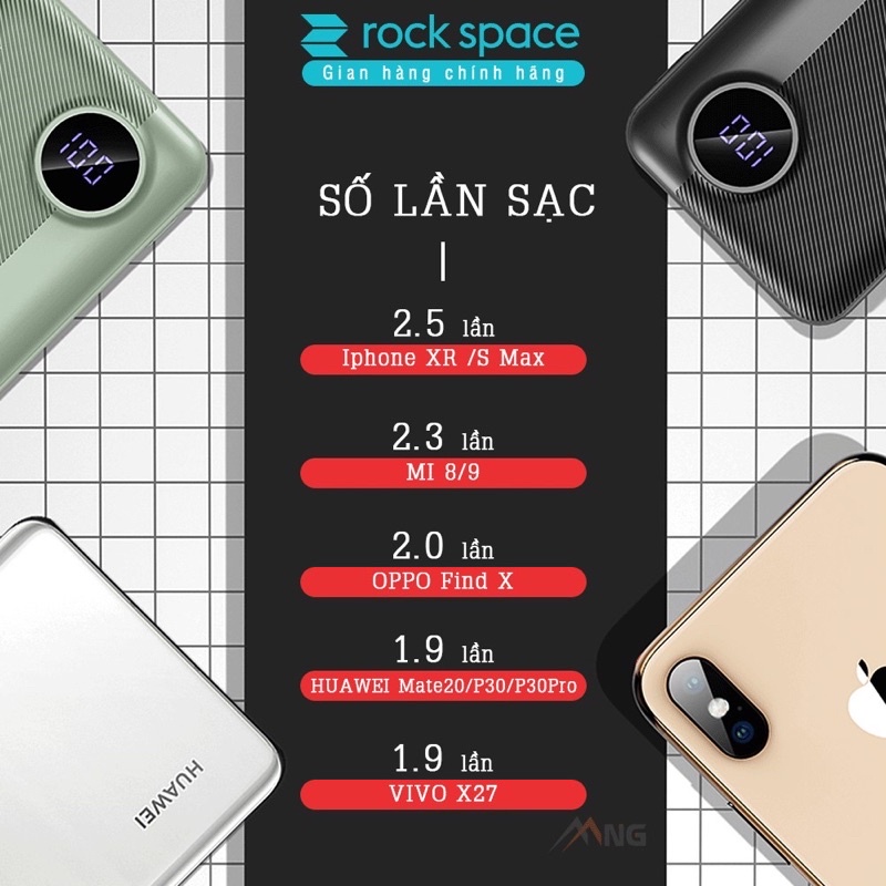 Sạc dự phòng mini ROCK P75 PRO 10.000mAh nhỏ gọn siêu trâu