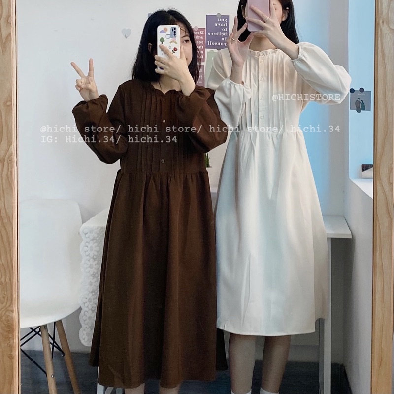 váy thu đông vintage baby doll hichi