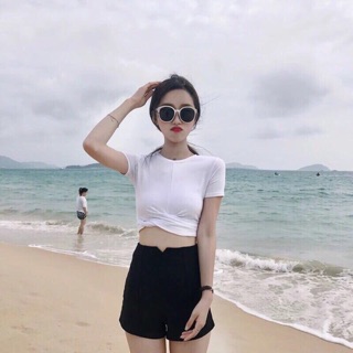 (Xả kho giá gốc) Áo thun lụa xoắn eo (hàng đẹp y hình)