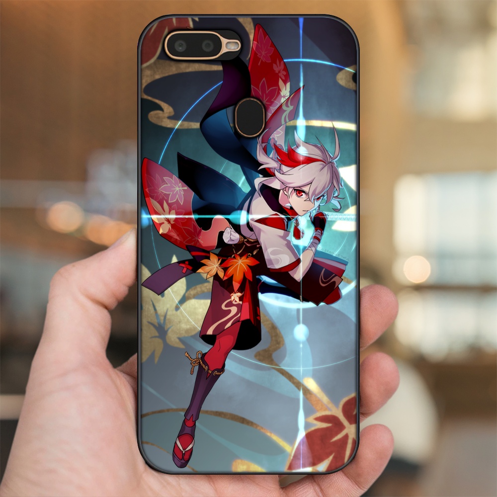 Ốp lưng Oppo A5S, A7, A12, F9 viền đen in hình Kazuha Genshin Impact