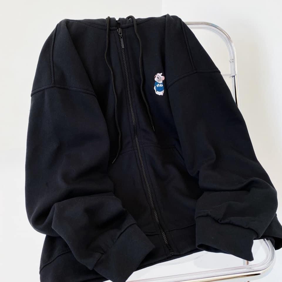 Áo Khoác Nỉ Hoodie Mũ Dáng Rộng Nam Nữ Hình Cún Sevenzia Unisex Tay Bồng Dáng Rộng