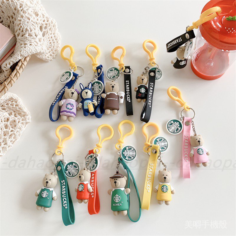 Starbucks Móc Khóa Silicon Hình Gấu Bông Hoạt Hình Dễ Thương