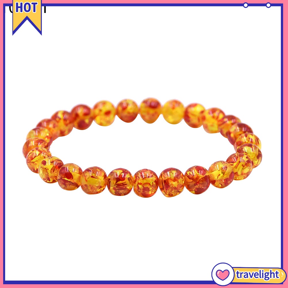 (Travelight) Vòng tay chuỗi hạt đá hổ phách 8mm/10mm thời trang cho nam và nữ