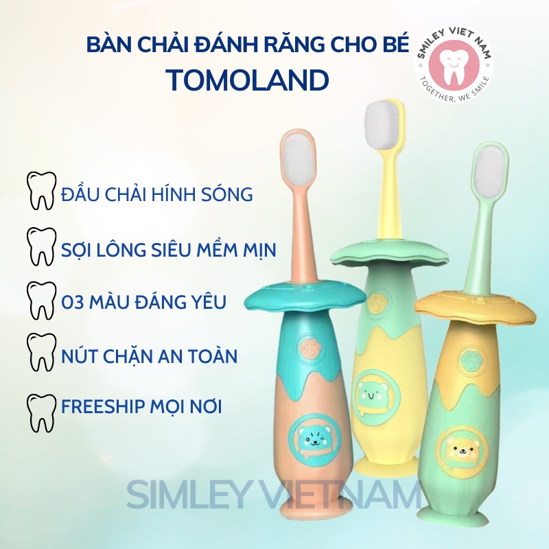 Bàn chải đánh răng cho bé Tomoland - bàn chải lông tơ siêu mềm có vách ngăn - an toàn giúp bé tập đánh răng hiệu quả