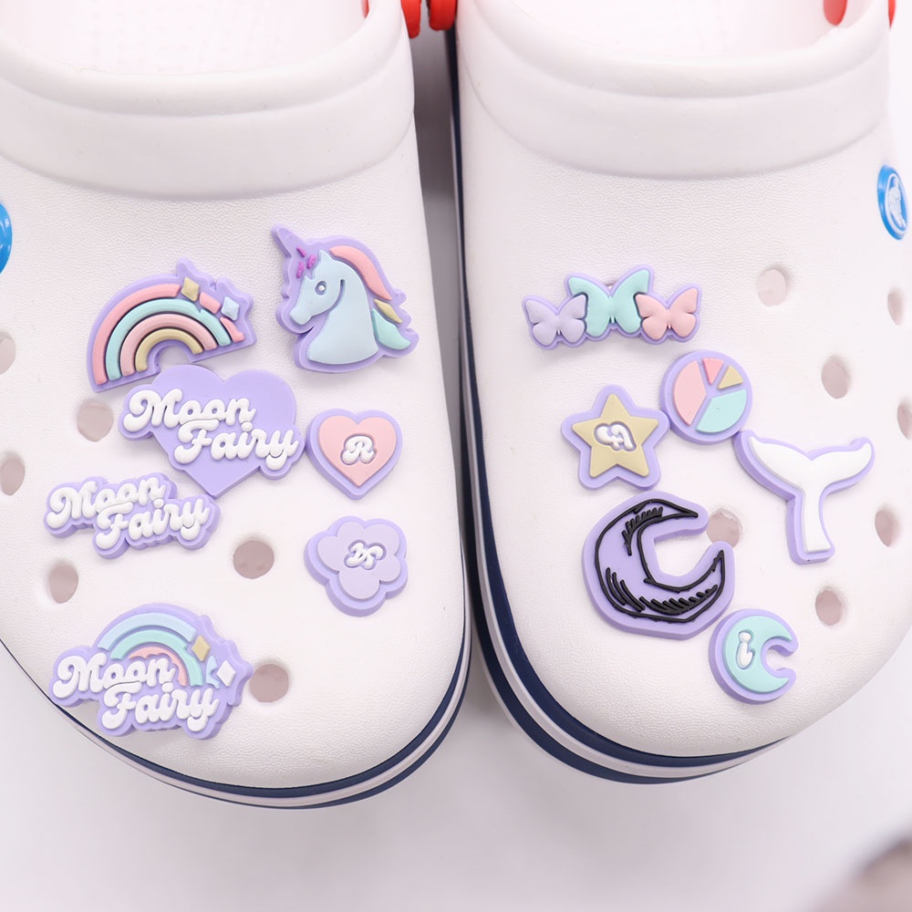Phụ Kiện Trang Trí Giày Hình Kỳ Lân Màu Tím Dễ Thương Cho Nữ Jibitz Charm Moon Fairy Croc Jibbits