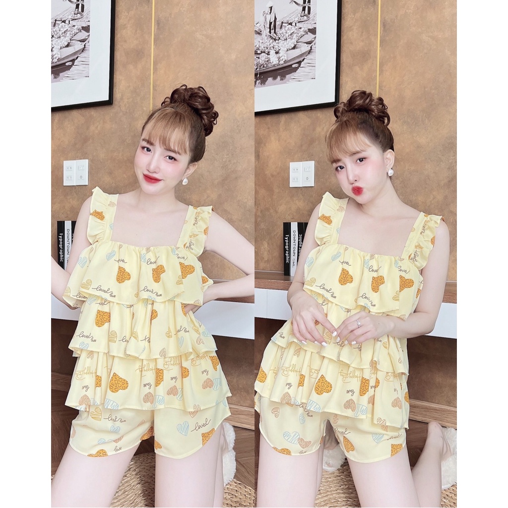 Đồ ngủ nữ sexy, váy ngủ nữ bộ hai dây sexy gợi cảm chất mango bigsize dưới 65kg - DuVee Lady