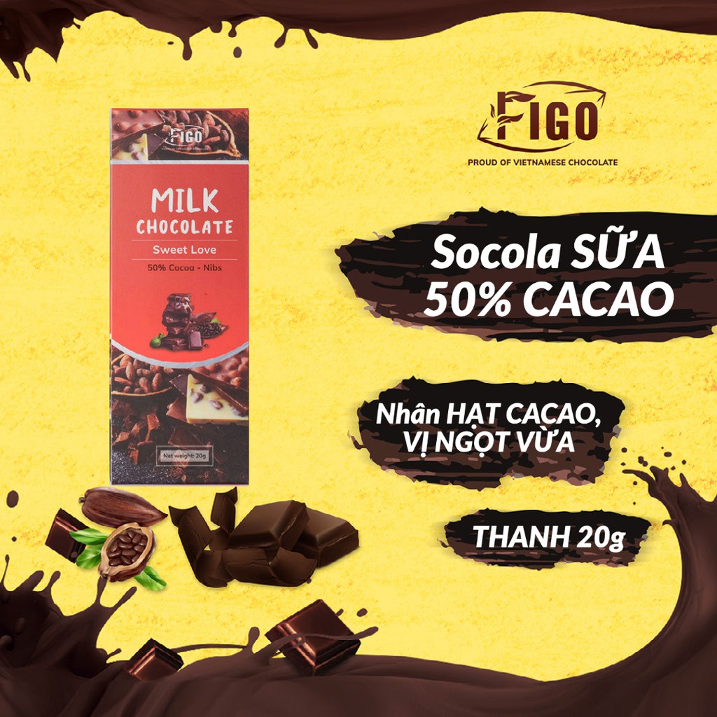 Thanh Kẹo Socola Sữa Cacao Hạt - Đồ Ăn Vặt Yourshop