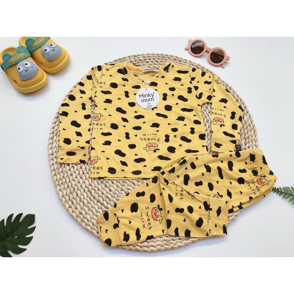 [HCM] Bộ quần áo thu đông cho bé trai bé gái, đồ bộ bò sữa nhí hàng Cotton thun lạnh Minky Mom, vải Sài Gòn loại 1