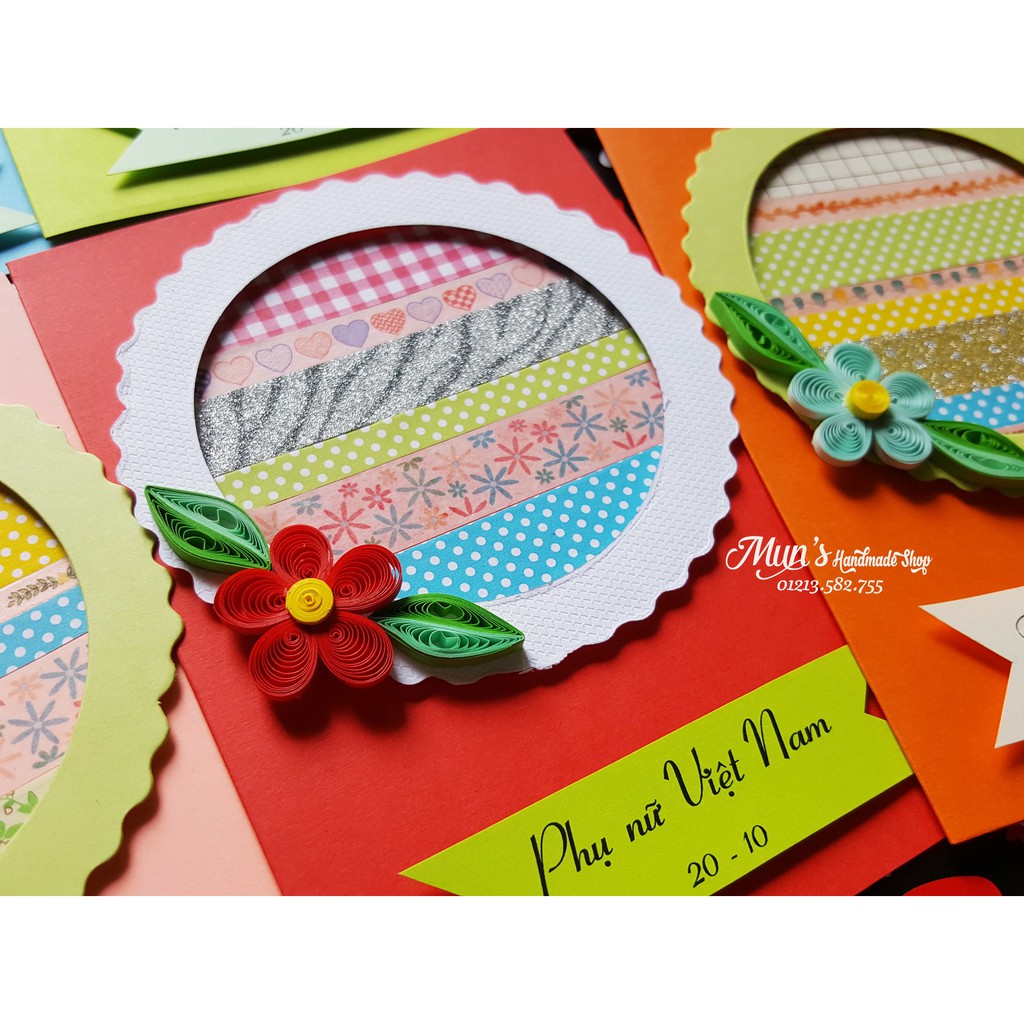 Thiệp hoa giấy xoắn handmade Happy Women's Day - Quốc tế phụ nữ 8/3