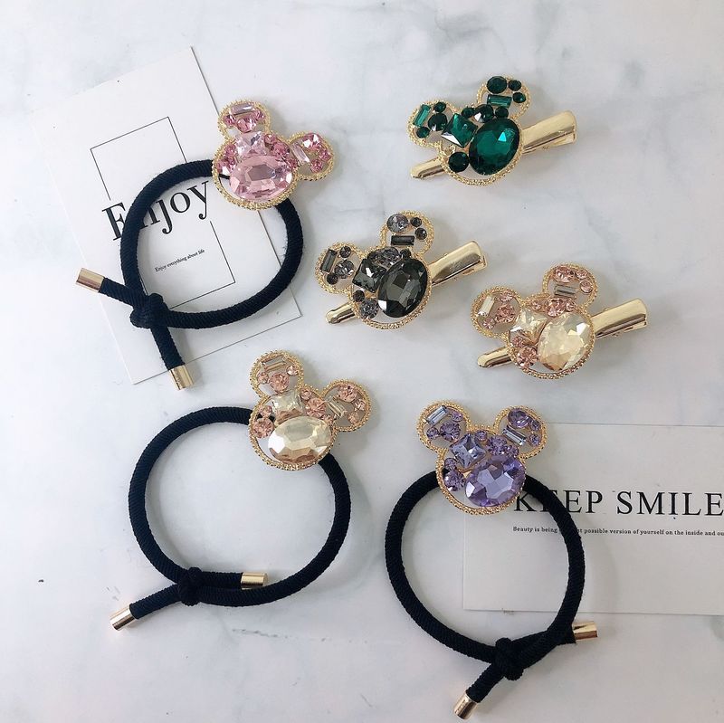 Dây buộc tóc/ kẹp tóc hình chuột Mickey mặt gương phong cách retro Pháp cổ điển