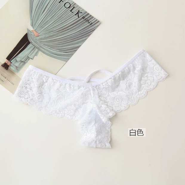 Quần lót ren lọt khe nữ chất cotton trơn mềm sexy cạp thấp thoáng khí , IBRA'S STORE iB083