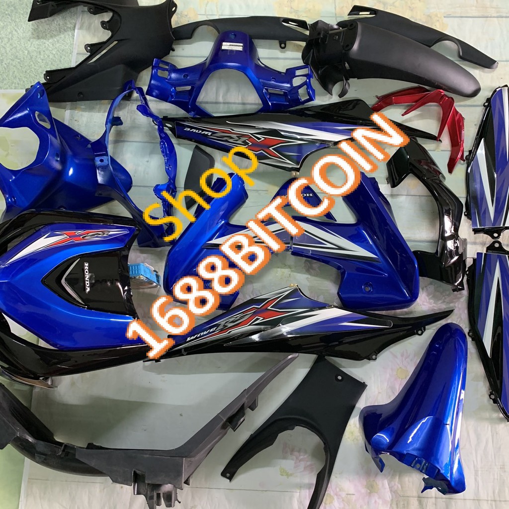Dàn áo xe Wave RSX 110 đời 2010 đến 2011 Màu Xanh Đen -nhựa trắng nguyên sinh ABS LOẠI TỐT