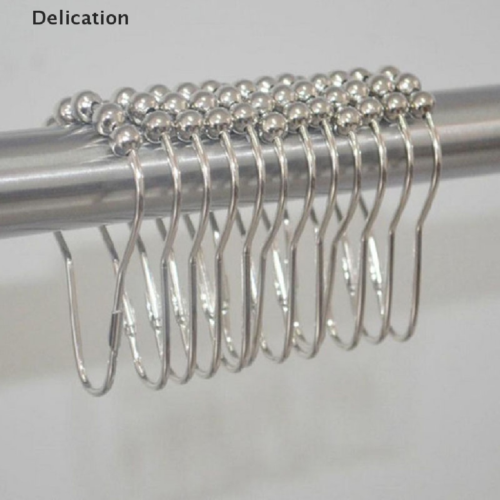 Bộ 12 Móc Treo Rèm Nhà Tắm 5 Bóng Lăn Bằng Vải Satin Đánh Bóng