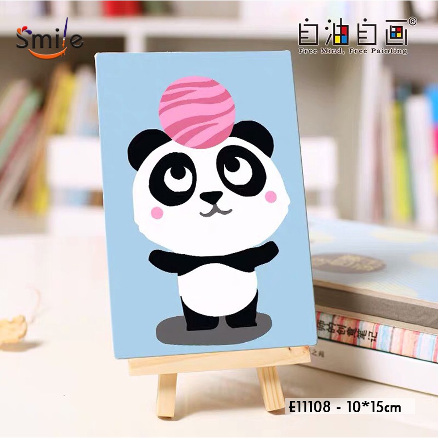 Tranh tô màu theo số cao cấp Smile FMFP size nhỏ 10x15cm cho bé Gấu trúc Panda E11108