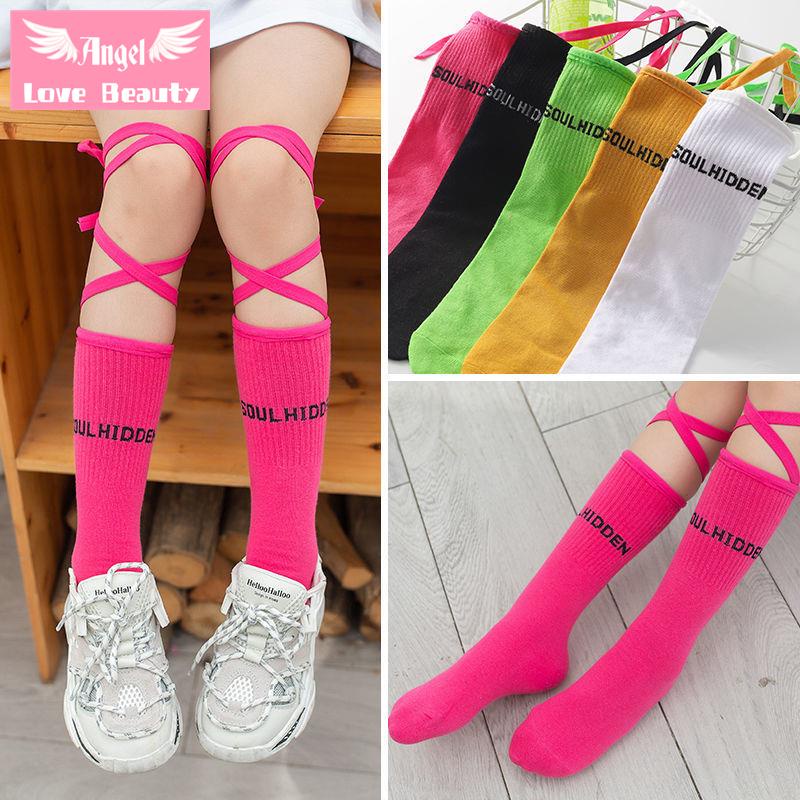 Vớ Cao Ngang Bắp Chân Cột Dây Thời Trang Cho Bé Gái 3-8 Tuổi