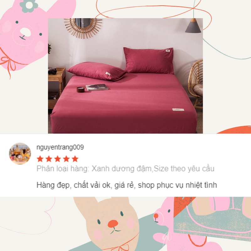 Drap giường cotton tici  May Bedding kèm 2 vỏ gối size giường đệm lò xo 20 - 25cm, ga trải giường trơn | BigBuy360 - bigbuy360.vn