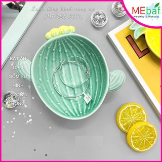 Set bát ăn dặm gốm sứ hình xương rồng, quả dứa size lớn cho bé mebaf