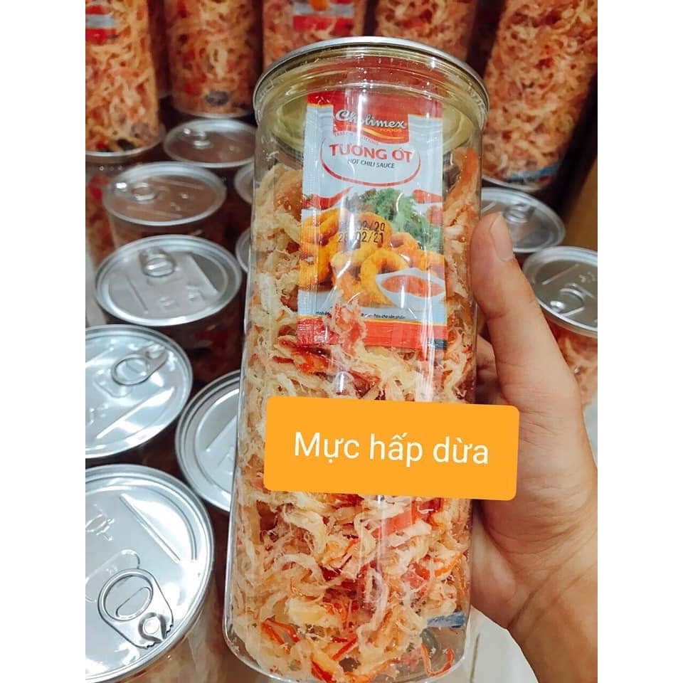 [Mã 267FMCGSALE giảm 8% đơn 500K] Mực hấp nước dừa xé sợi, kèm tương ớt, hủ pet 300gr | BigBuy360 - bigbuy360.vn