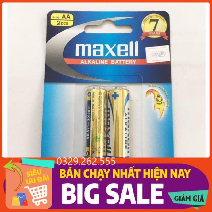 (FreeShip) (Pin khô) vỉ 2 viên Pin AA Maxell alkaline 1.5v LR6 - Chính hãng