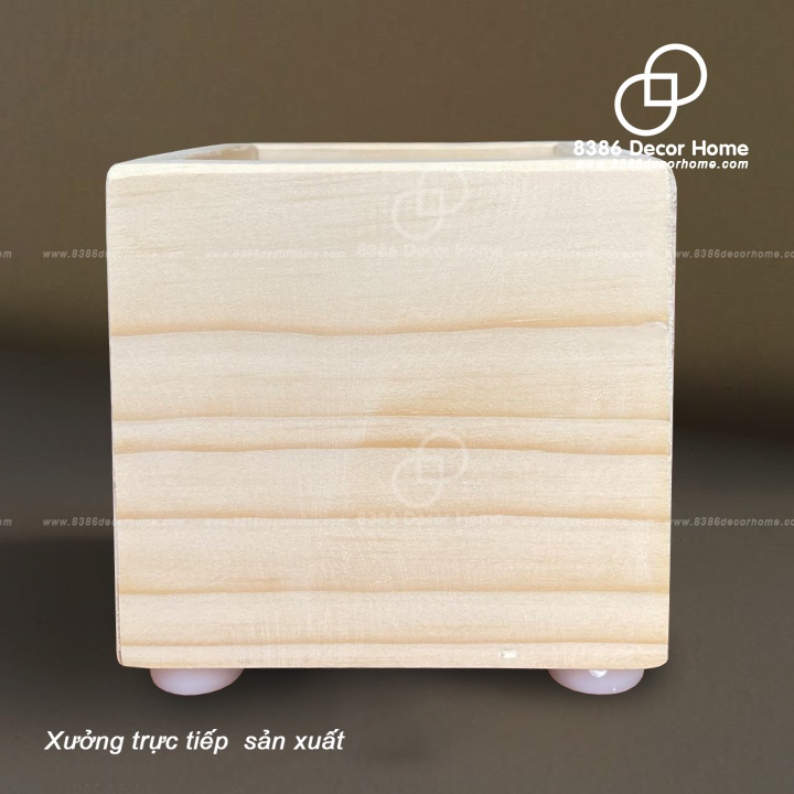 Chậu gỗ thông decor trồng cây cảnh mini, hoa cảnh để bàn, sen đá, xương rồng, tiểu cảnh