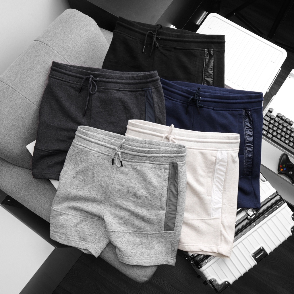 Quần Short Nam Nỉ Da Cá Phối Dù Hàng Xuất Khẩu,Quần Đùi Trên Gối Bigsize - location.menstore