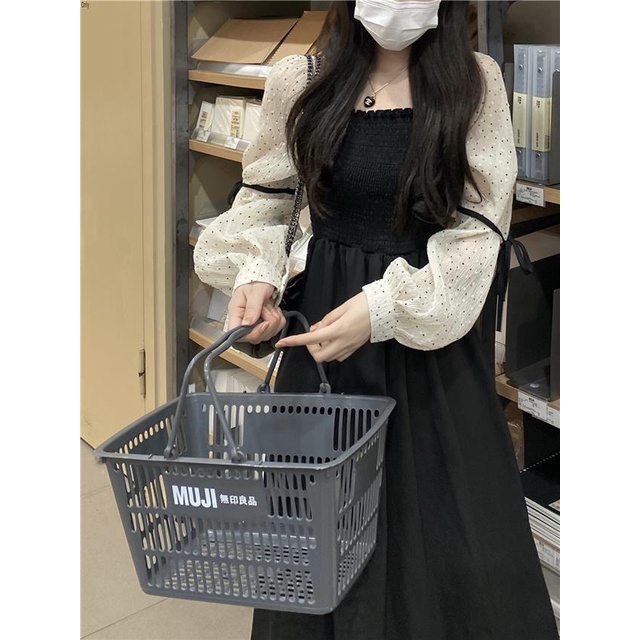 Đầm Chữ A Tay Dài Cổ Vuông Thắt Dây Phong Cách Thời Trang Pháp 2022 Mới