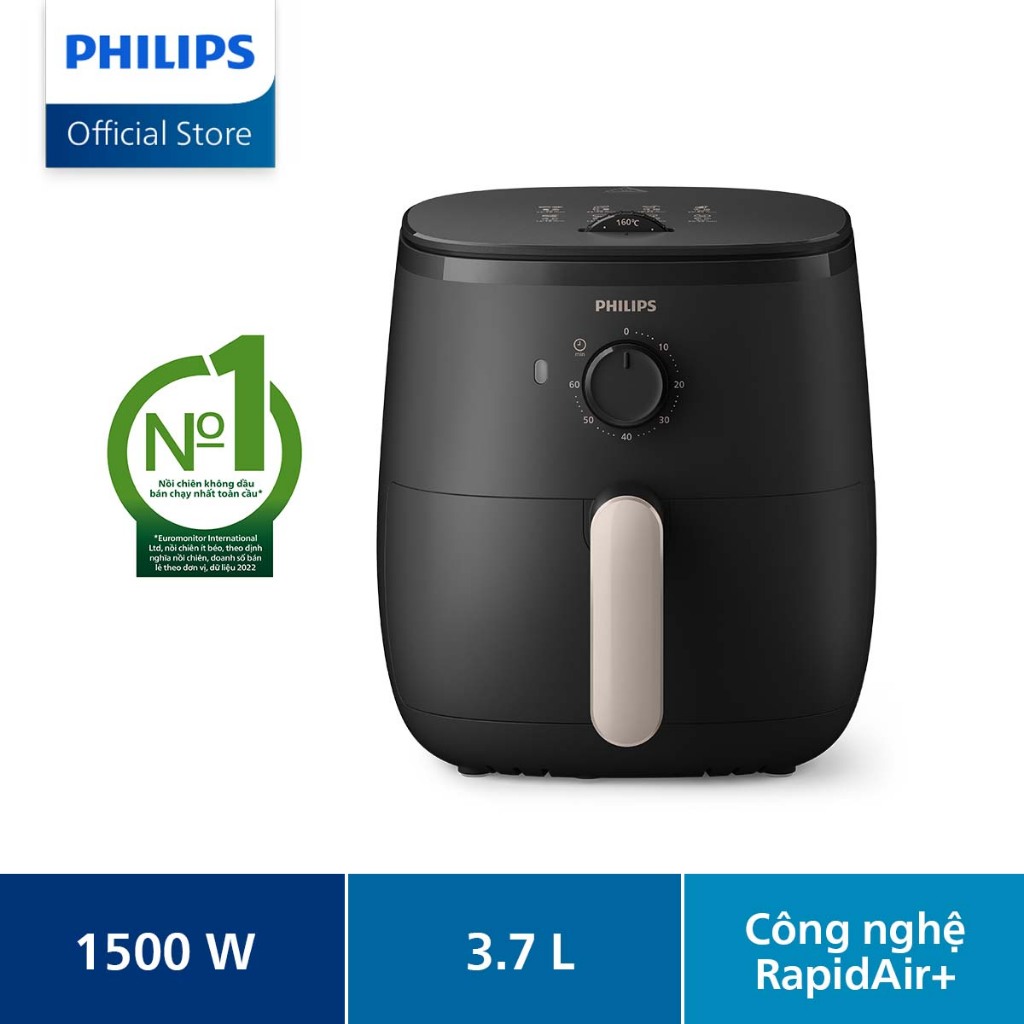 Nồi Chiên Không Dầu Philips HD9100/80 |1500W | 3.7lít- Hàng Chính Hãng