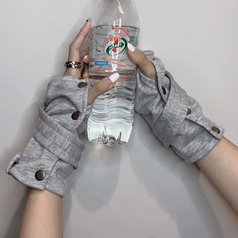 Jiashucheng Găng Tay Hở Ngón Phong Cách Hip Hop Đường Phố Harajuku Dễ Phối Đồ Cho Cặp Đôi