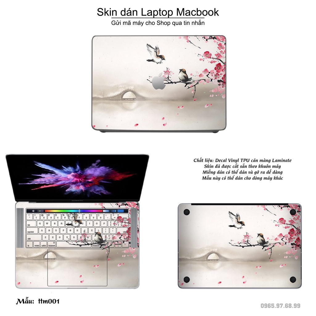 Skin dán Macbook mẫu Tranh thủy mặc (đã cắt sẵn, inbox mã máy cho shop)
