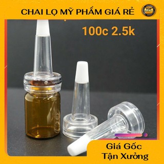 Chai lọ chiết serum 5ml/10ml thủy tinh đầu nhọn, lọ chiết tinh chất bộ 3 nút