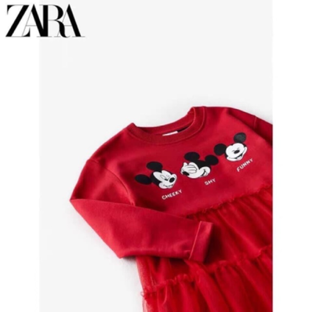 Váy ZARA đỏ mickey chân ren size 5-14years