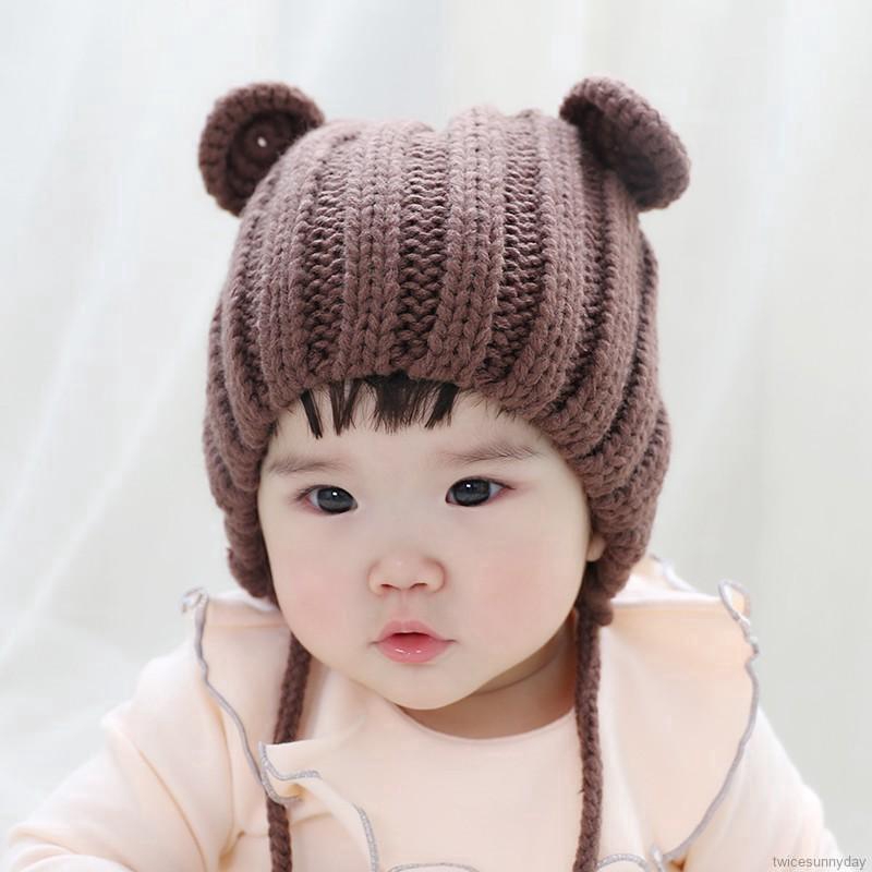 Mũ len đan trùm đầu ấm áp xinh xắn đáng yêu dành cho bé