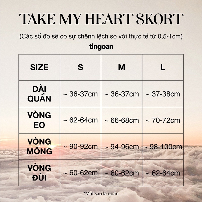 Quần váy tafta cạp cao lượn tafta đen tingoan TAKE MY HEART SKORT/BL